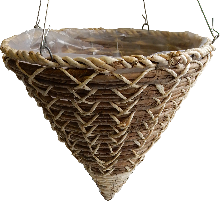16 x 19 Inch Rattan Braided Cone 4 Strand Hanger – 15 per case - Hanging Baskets